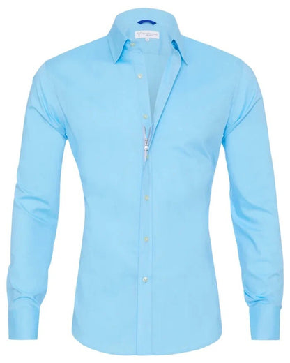 Men's Lapel Zip-Front Long-Sleeve Shirt (photo 8)