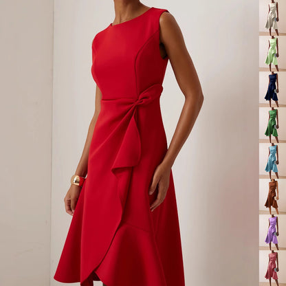 Women's Sleeveless Maxi Dress with Bow Detail