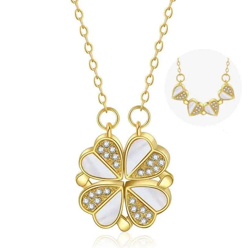Four-Leaf Clover Heart Pendant Necklace (photo 8)