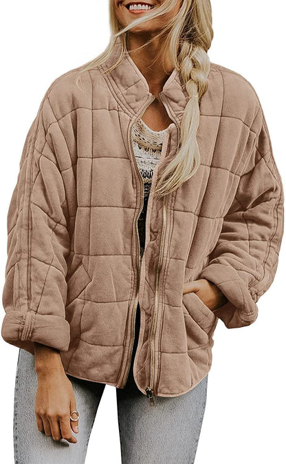 Women's Zip-Up Stand-Collar Jacket with Pockets (photo 2)
