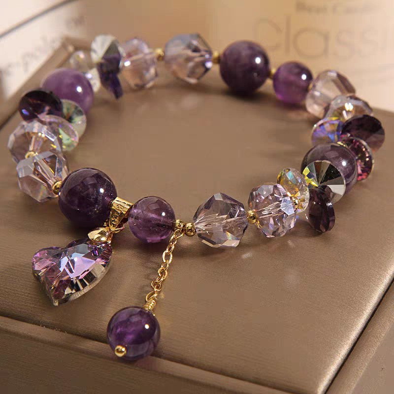 Purple Heart Crystal Pendant Bracelet (photo 2)