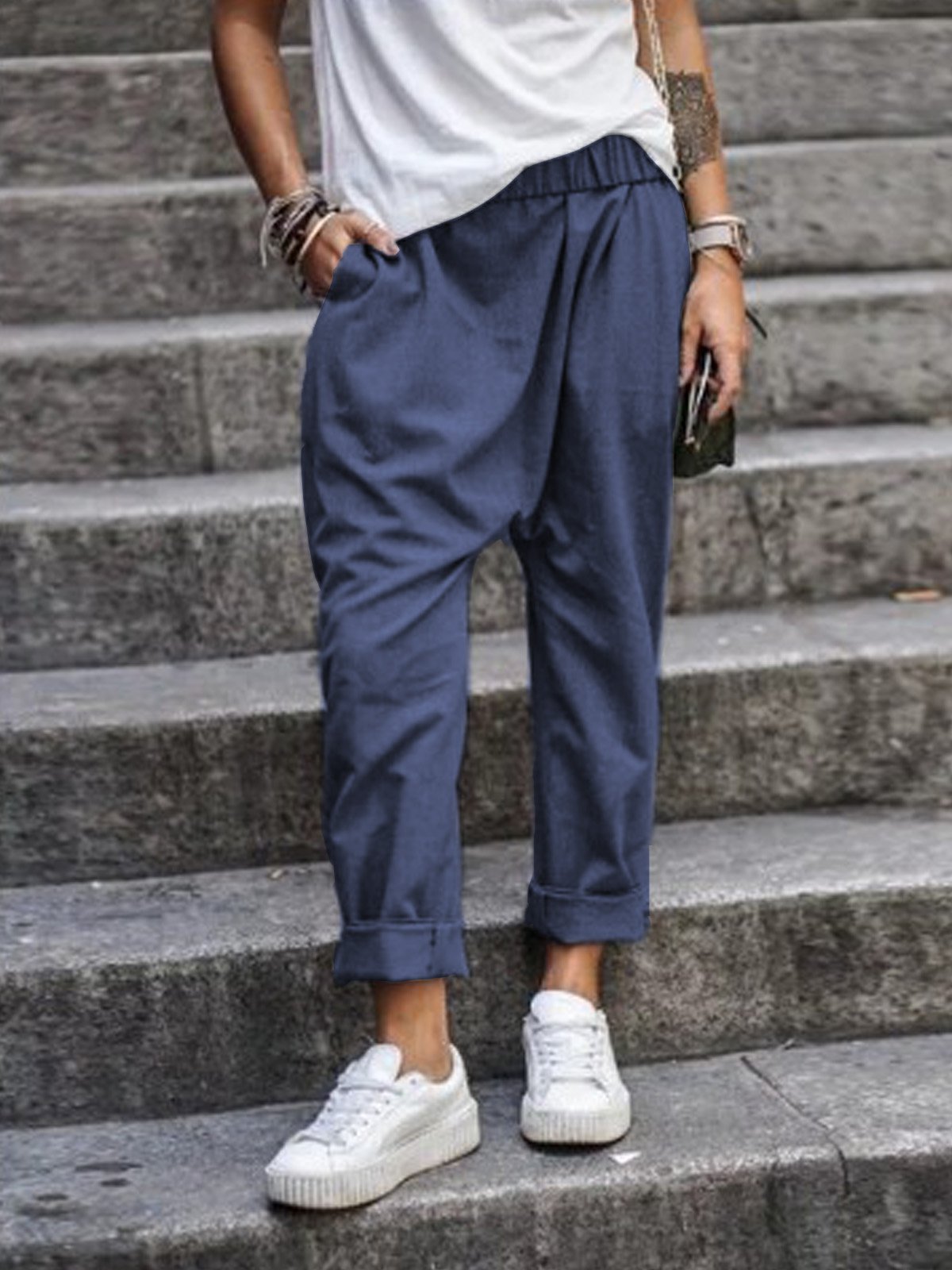 Women's High-Waist Harem Pants with Pockets (photo 9)