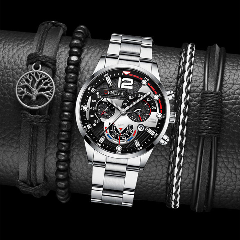 Men's Steel Strap Quartz Watch and Bracelet Set (photo 15)