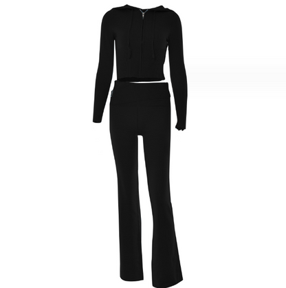 Women's Zip-Up Hoodie and High-Waist Pants Set (photo 23)