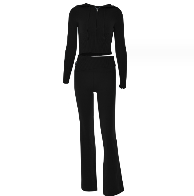 Women's Zip-Up Hoodie and High-Waist Pants Set (photo 16)