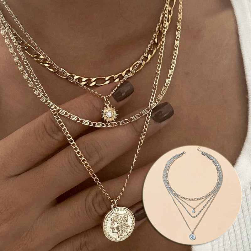 Layered Coin Charm Necklace