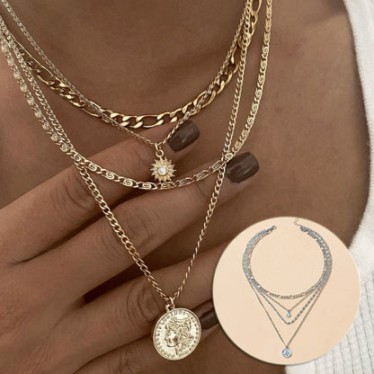 Layered Coin Charm Necklace
