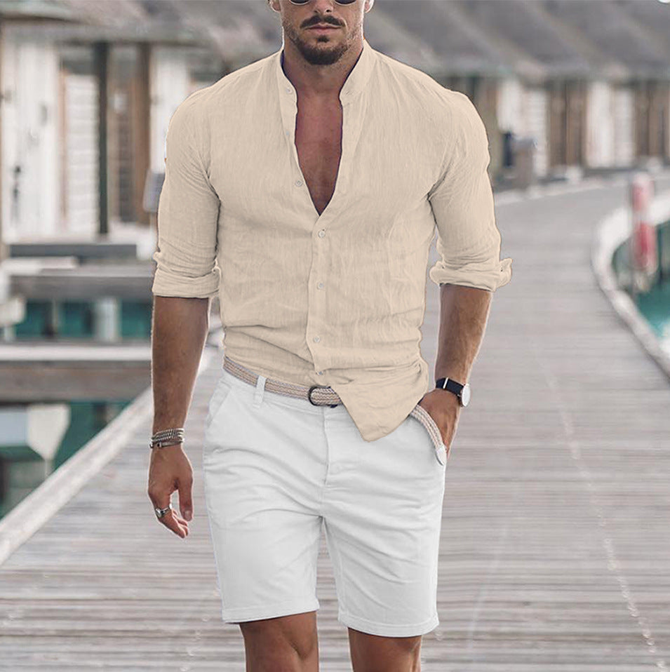 Men's Long-Sleeve Button Shirt, Solid Colors (photo 7)