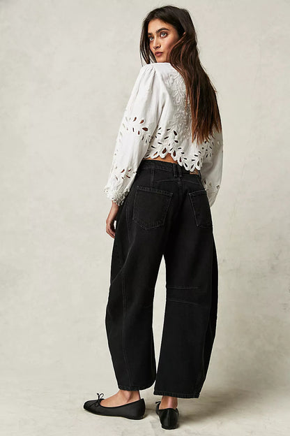 Women's Mid-Rise Wide-Leg Barrel Jeans (photo 14)