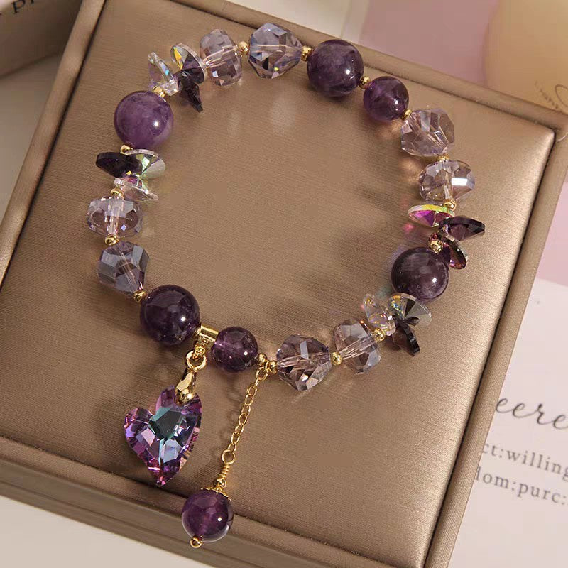 Purple Heart Crystal Pendant Bracelet (photo 3)