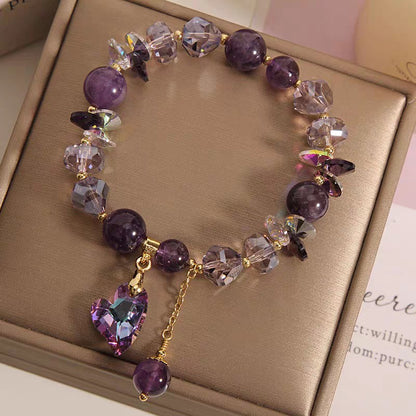 Purple Heart Crystal Pendant Bracelet (photo 3)