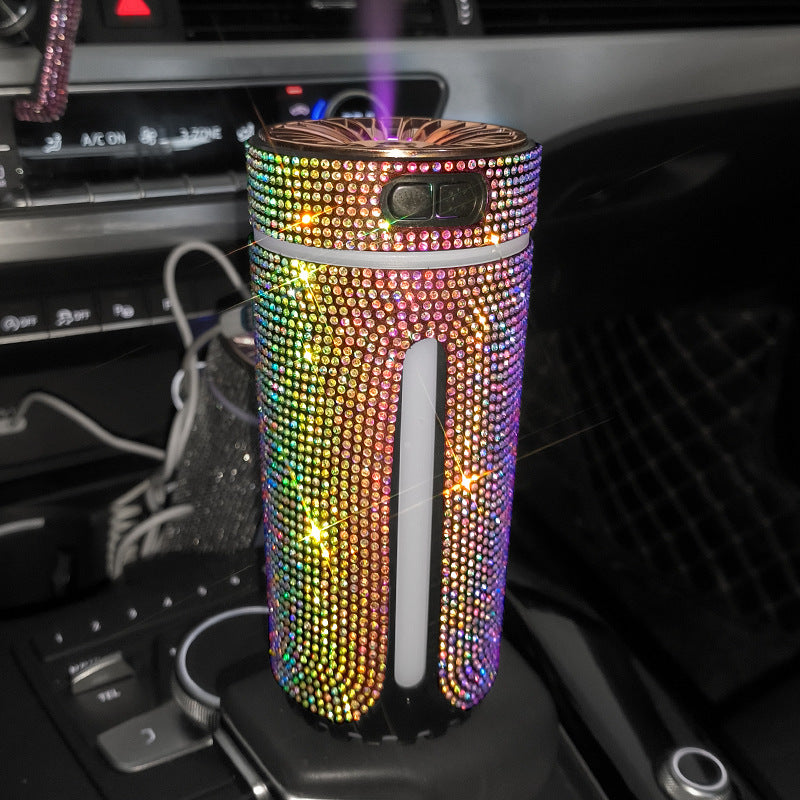 Rhinestone Car Humidifier with LED Light, USB – Multicolor