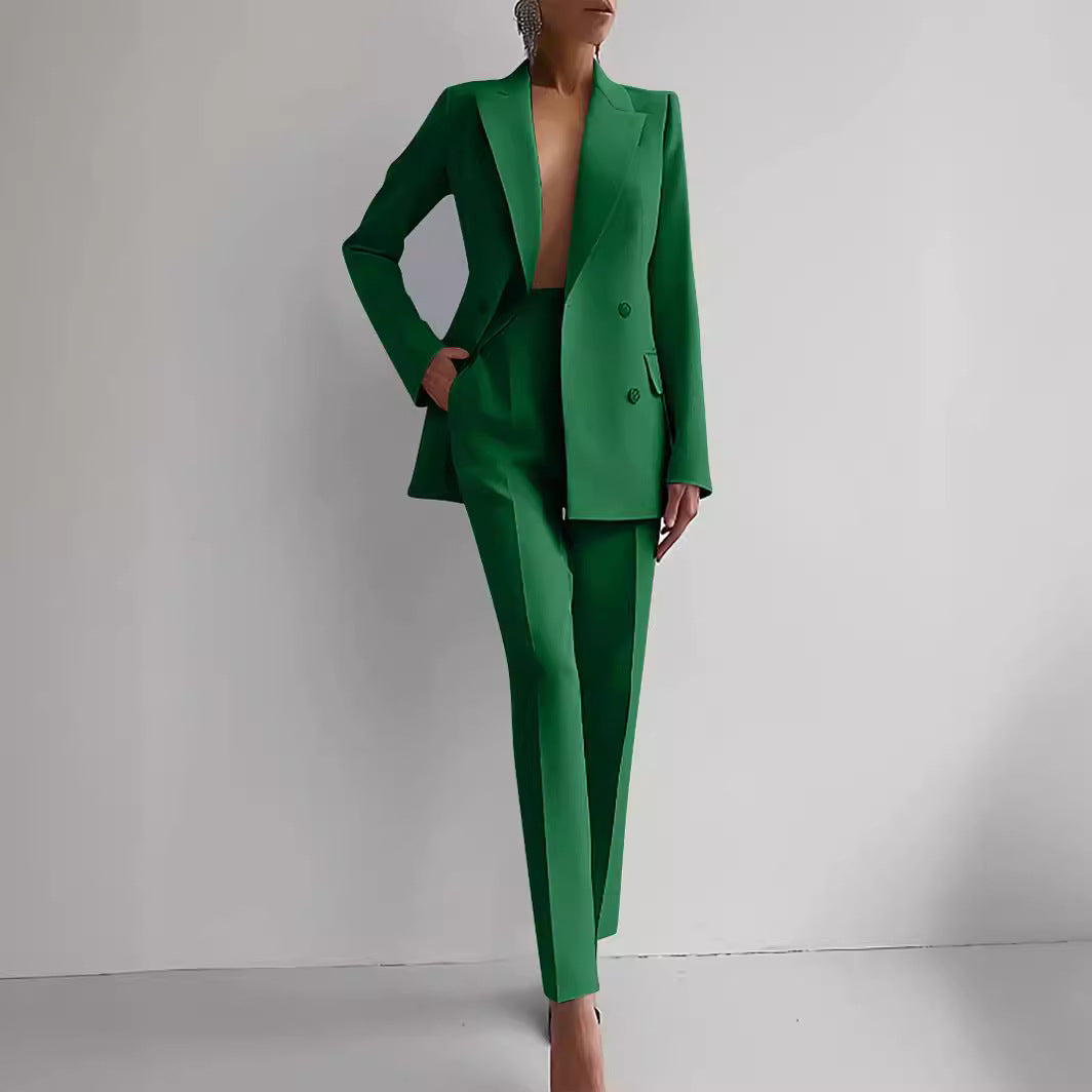 Women's Single-Breasted Jacket and Slim Trousers Suit (photo 4)