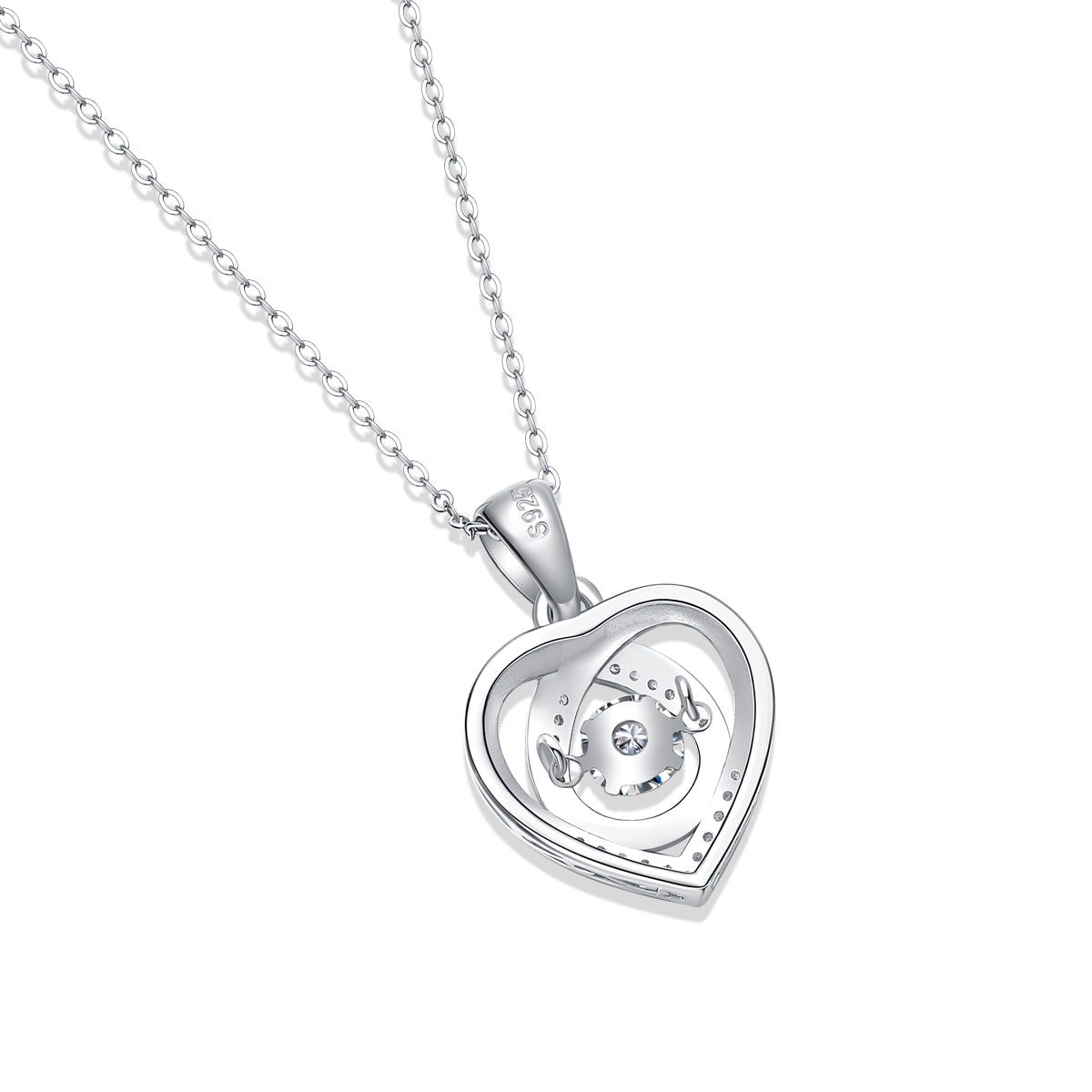 Sterling Silver Heart Pendant Necklace with 0.5 ct Moissanite (photo 4)