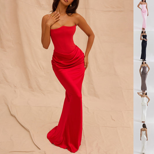 Women's Strapless Backless Bandeau Maxi Dress