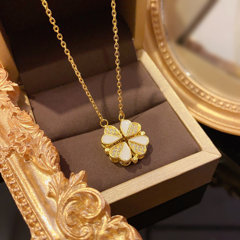 Four-Leaf Clover Heart Pendant Necklace (photo 5)