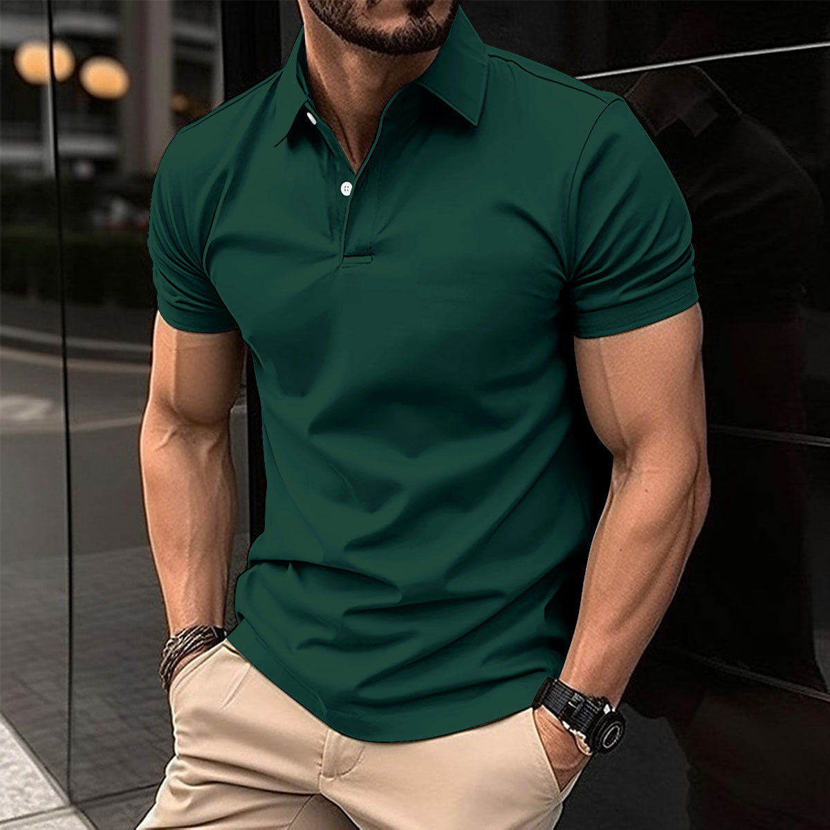Men's Solid Short-Sleeve Polo Shirt (photo 11)