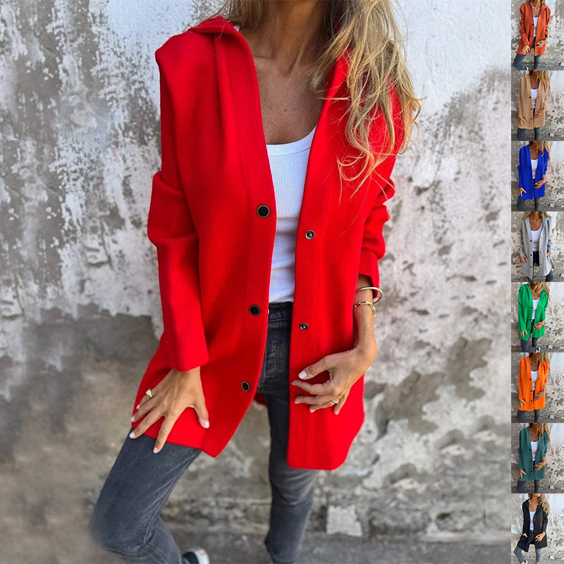 Women's Hooded Single-Breasted Loose Jacket