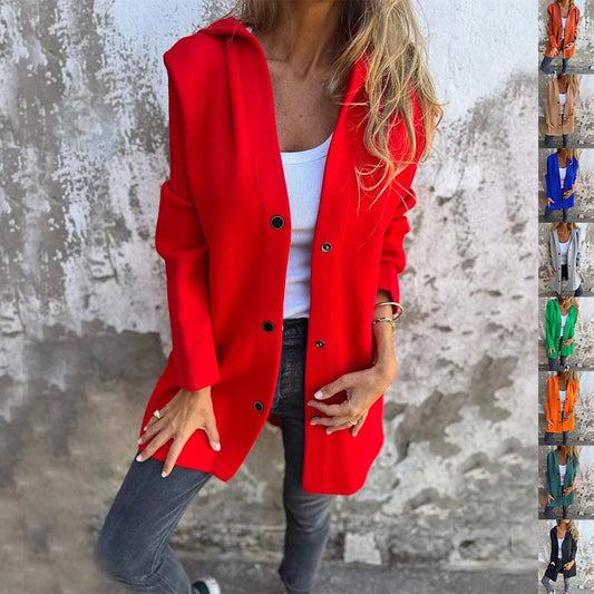 Women's Hooded Single-Breasted Loose Jacket