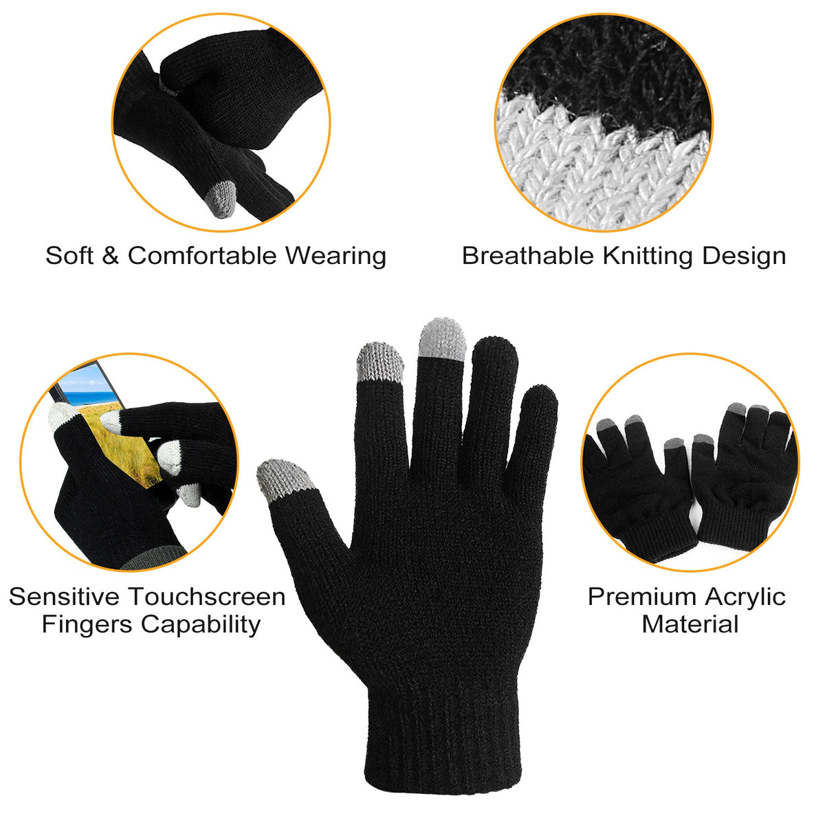 Unisex Touchscreen Knit Gloves (photo 5)