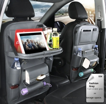 PU Leather Car Seat Back Organizer with Tissue Box (photo 9)