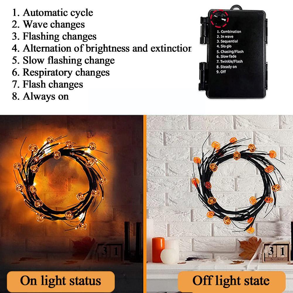 Halloween Bat or Pumpkin LED Vine String Light, 2 m (photo 4)