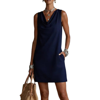 Women's Sleeveless Draped-Neck Bodycon Dress (photo 10)