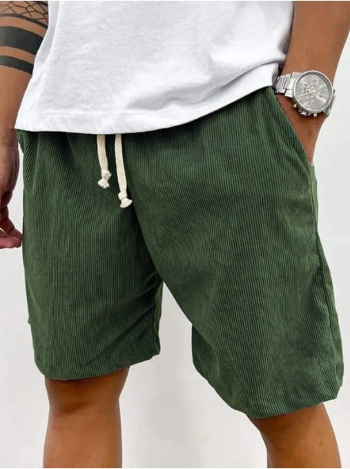 Men's Corduroy Drawstring Shorts with Pockets (photo 3)