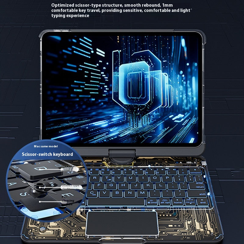 360° Rotating Clear Keyboard Case for iPad with Trackpad (photo 6)