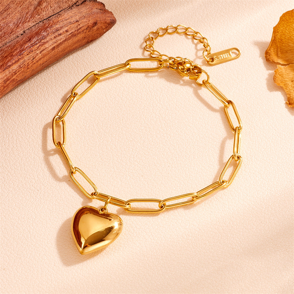 Gold-Tone Titanium Steel Chain Bracelet (photo 6)