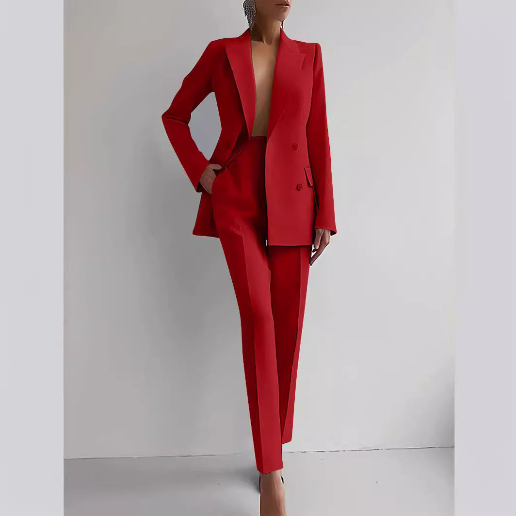 Women's Single-Breasted Jacket and Slim Trousers Suit (photo 2)