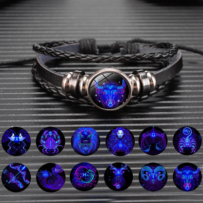Zodiac Sign Glow-in-the-Dark Braided Bracelet