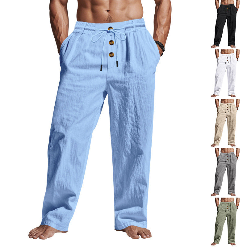 Men's Loose Straight-Leg Drawstring Pants