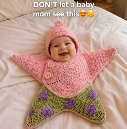 Crochet Star-Shaped Hooded Baby Romper, Finished or DIY Kit (photo 7)