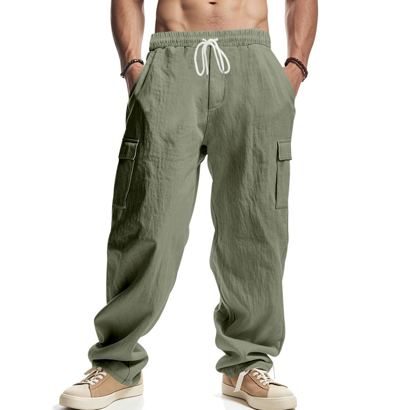 Men's Multi-Pocket Linen Cargo Pants (photo 11)