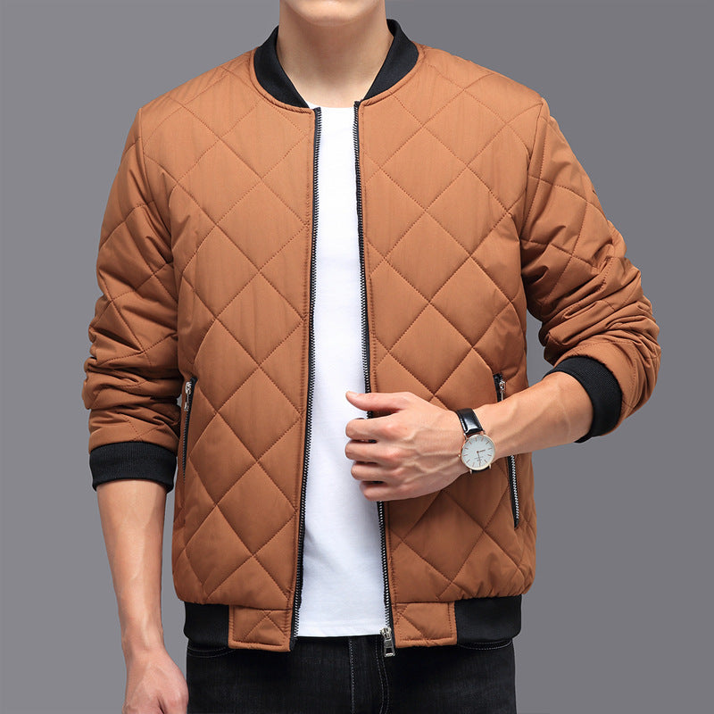 Men's Diamond-Quilted Padded Baseball Jacket (photo 2)