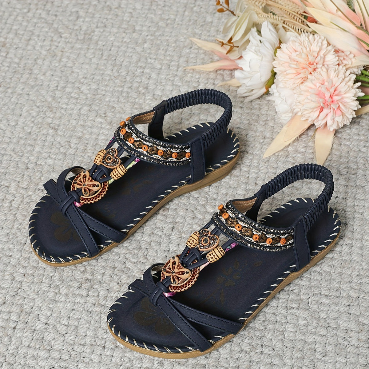Women's Boho Floral Thong Sandals (photo 10)