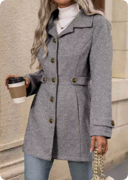 Women's Single-Breasted Lapel Mid-Length Coat (photo 13)