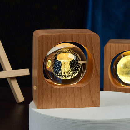 Beech Base 3D Engraved Crystal Ball Night Light, 6 cm (photo 5)
