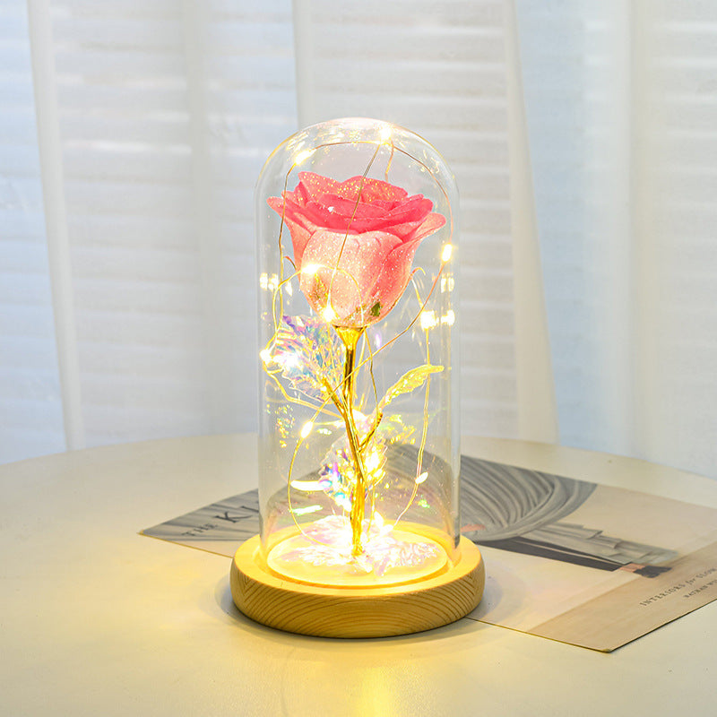 Preserved Rose with LED Lights in Glass Dome (photo 8)