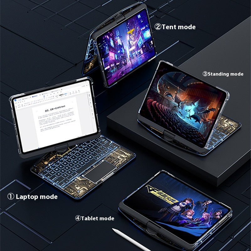 360° Rotating Clear Keyboard Case for iPad with Trackpad (photo 5)