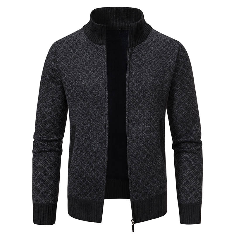 Men's Plaid Knit Zip-Up Cardigan Sweater (photo 6)