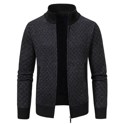 Men's Plaid Knit Zip-Up Cardigan Sweater (photo 6)