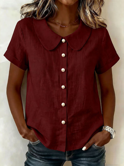 Women's Short-Sleeve Loose Casual Shirt (photo 12)