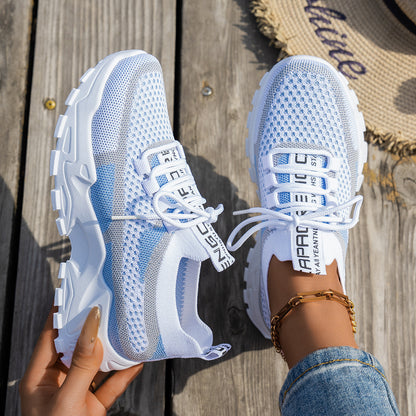 Women's Knit Mesh Lace-Up Sneakers (photo 9)