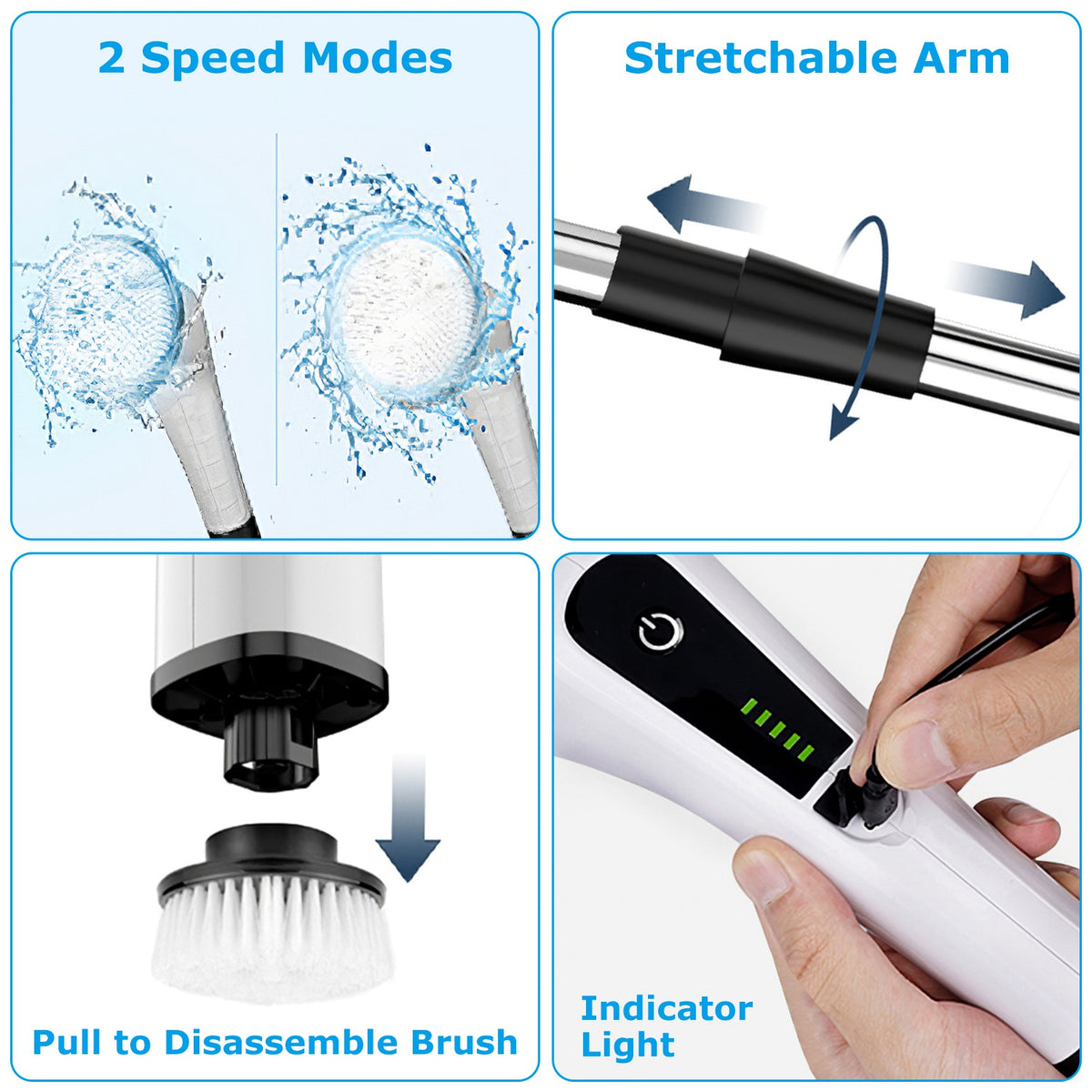 Cordless Electric Spin Scrubber with 8 Brush Heads and Extension Arm (photo 2)