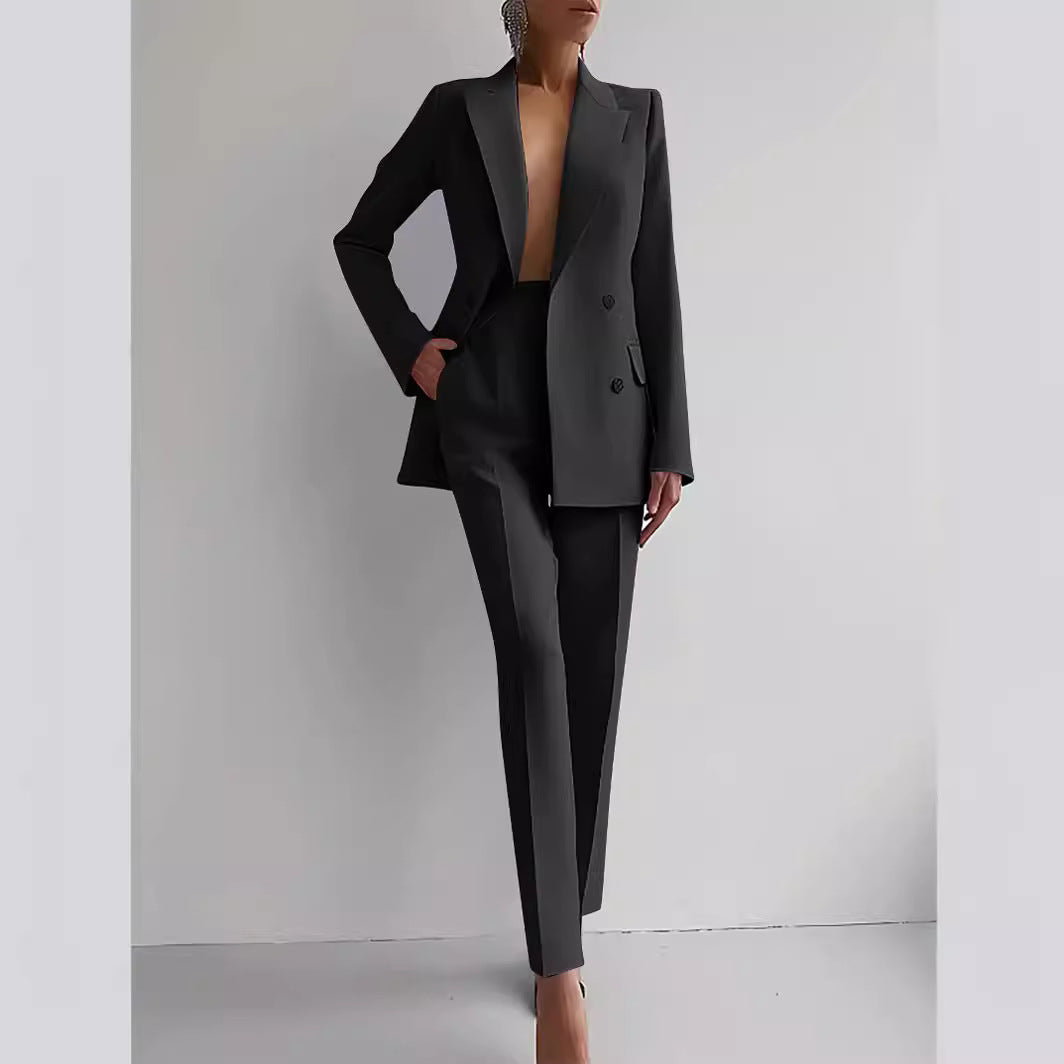 Women's Single-Breasted Jacket and Slim Trousers Suit (photo 3)