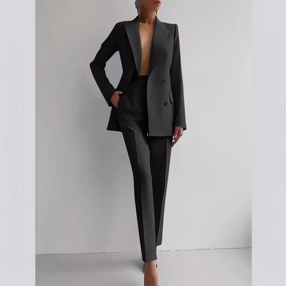 Women's Single-Breasted Jacket and Slim Trousers Suit (photo 3)