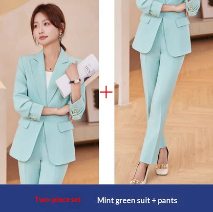Women's Lapel Blazer and Straight-Leg Pants Set (photo 43)