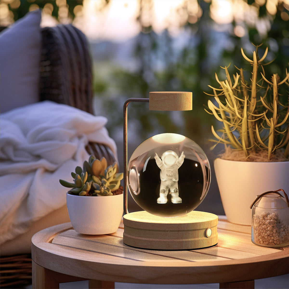 3D Engraved Crystal Ball Night Light with Wooden Base, USB (photo 24)